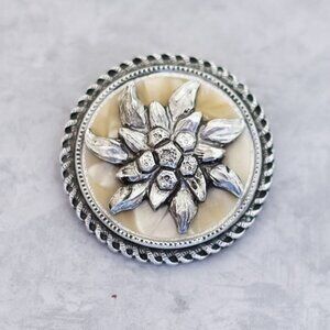 Vintage Floral Spiral Circular Center Unique Clip by Western Germany - C14